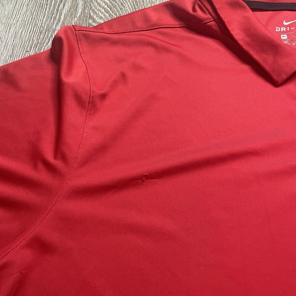 Nike Golf Dri-FIT Polo Shirt Mens 3XL Red Swoosh Performance Golf - Picture 3 of 5